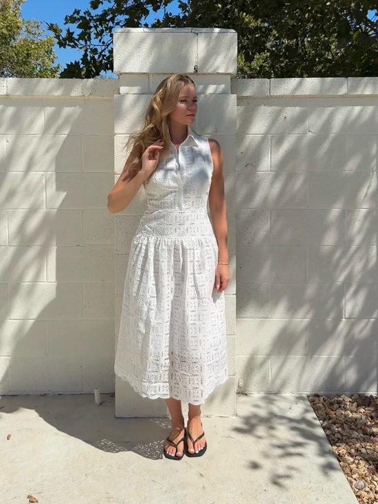MM Lafleur Dresses & Skirts - MM.LaFleur White Sleeveless Eyelet Midi Dress
